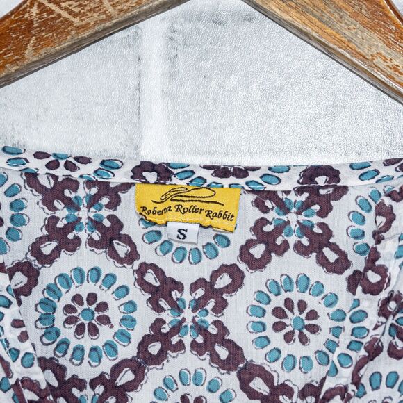 Roberta Roller Rabbit V-neck Tunic top Purple Blue Small - Picture 4 of 9